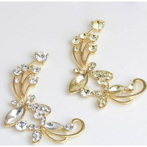 Vintage Handmade Gold plating Flower Rhinestone Buttons Bling Flatback Crystal Decorative Buttons Craft Supplies