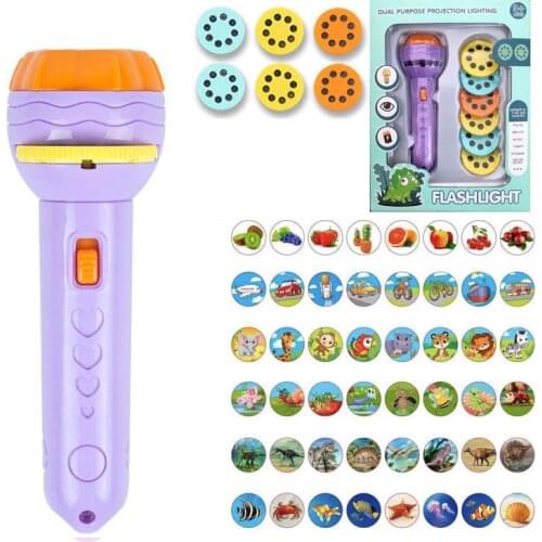 Funny Flashlight Projector Torch Lamp Toys for Kids Sleeping Story Book Early Educational Light Up Birthday Bedtime Gift