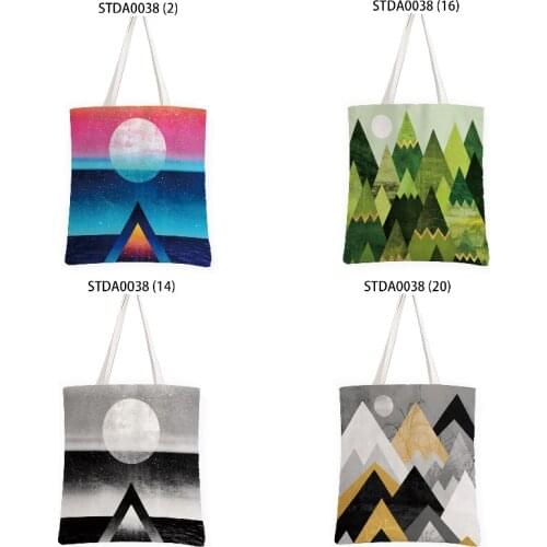 Colorful geometric stripes mountain tree Womens beach bag closet organizer lunch bag Bag in the maternity hospital Handbag home