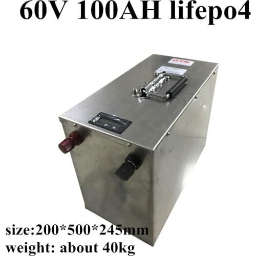 LCD Display 60V 100Ah Lifepo4 with BMS build-in for scooter Inverter EV caravan EV+10A charger