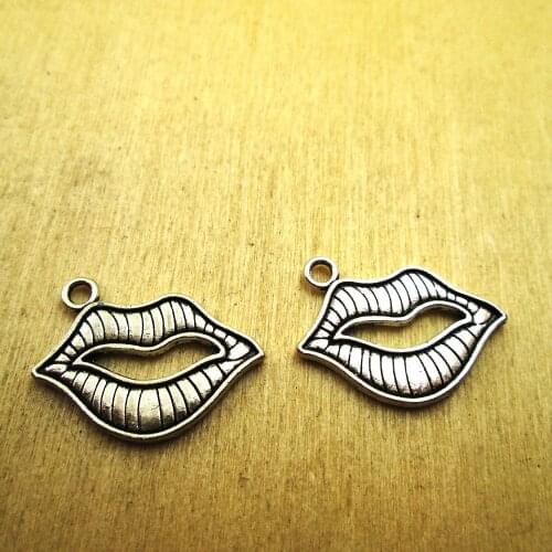 15pcs 24x19mm lip Charms lip Charms pendants DIY necklace/ bracelets charms antique silver tone