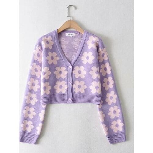 2020 Ins Fashion Women Cardigans Fashion Women Clothing Sweaters Flower Cardigans