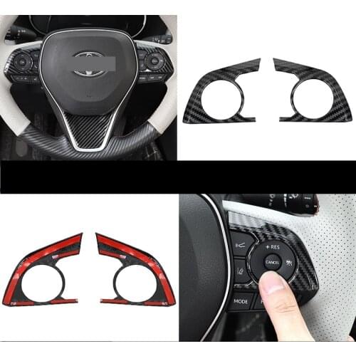 3pcs Carbon Fiber Steering Wheel Decorative Sticker For TOYOTA RAV4 RAV 4 XA50 Corolla 2019 2020 Car Steering Wheel Accessories