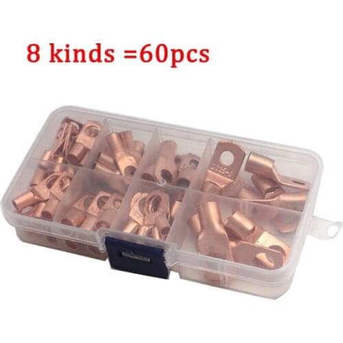 60pcs/100pcs Car Auto Copper Ring Terminal Wire Connectors Kit ,Wire Crimp Connector Bare Cable Battery Soldered Terminals