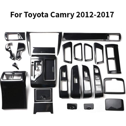 For Toyota Camry 2012-2016 2017 Accessories Imitate Carbon Fiber Interior Trim Center Console Gear Panel Shift Handle Cover ABS
