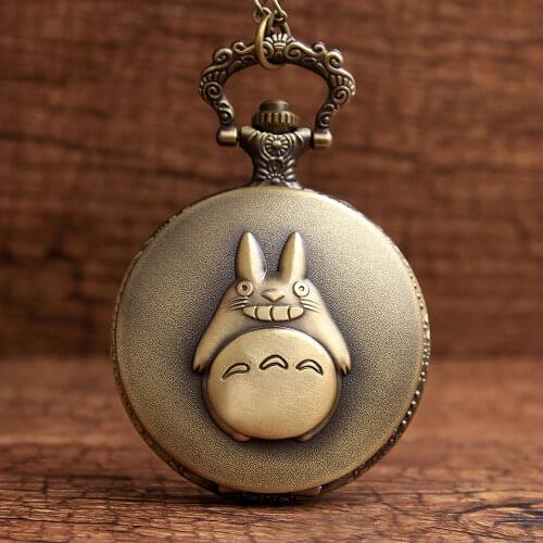 Anime Animated Totoro Pocket Fob Watch Chains Necklace Retro Quartz Pocket Watches Pendant For Kids Gifts Relogio De Bolso Relo
