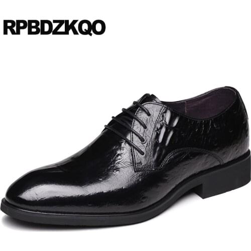 Business European British Style Black Wedding Flats Slip Resistant Crocodile Alligator Genuine Leather Men Pointed Toe Dress
