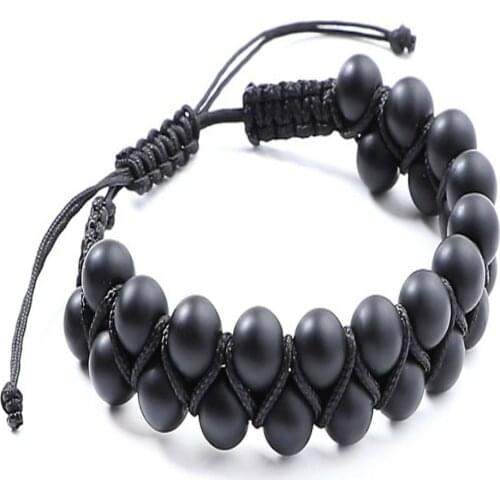 8mm Natural Matte Black Onyx Beads Handmade Gemstone Bracelet Spirituality Chakra Prayer Cuff Mala Wrist Lucky Gemstone