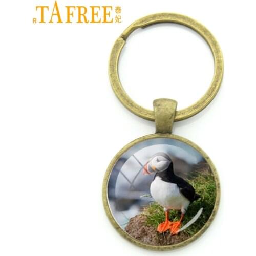 TAFREE Atlantic Puffin key chain holder charm abimal cute Fratercula Arctica birds keychain lovely jewelry KC258