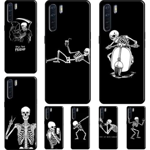 Funny Skull Skeleton Case For OPPO A1K A52 A72 A83 A91 A3S A5S A15 F5 A5 A9 A31 A53 2020 Reno 2 Z 4 Pro Coque