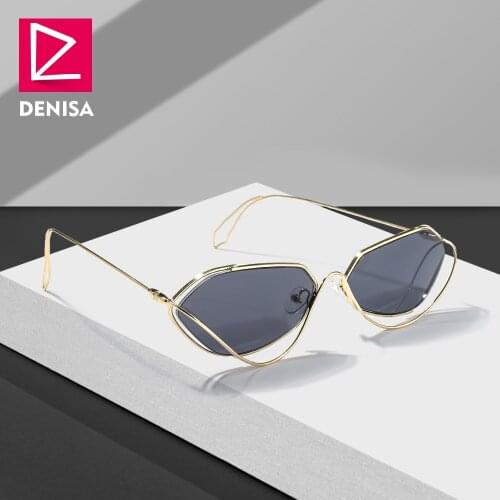 DENISA Retro Small Oval Sunglasses Women Luxury Brand Fashion Vintage Polygon Glasses Women Eyewear Male Oculos De Sol G22080