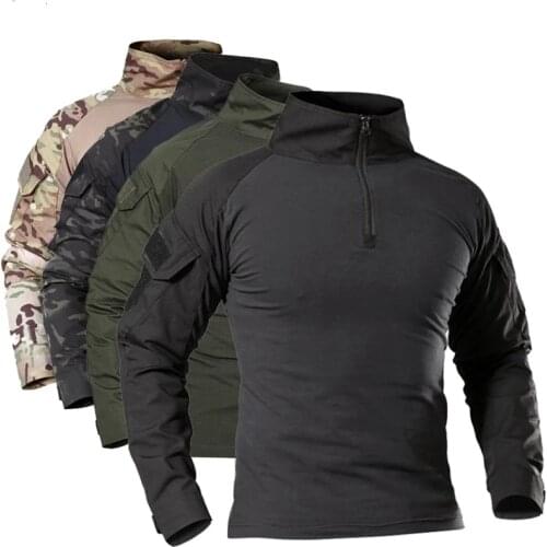 Mens Tactical Military T Shirt SWAT Soldiers Army Camouflage Combat Long Sleeve Tops Uniform Frog Field Training Camo T Shirts