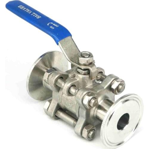 DN15 Fit 19mm Pipe OD 1.5" Tri Clamp Ferrule OD 50.5mm 304 Stainless Steel 3-Piece Type Sanitory Ferrure Ball Valve