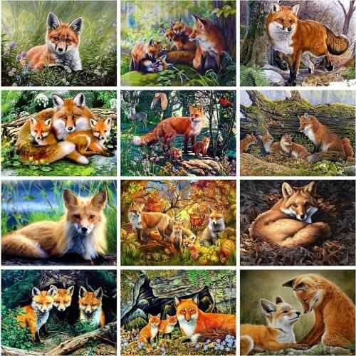 Evershine Diamond Painting Fox Full Square Diamond Embroidery Animals Cross Stitch Mosaic Rhinestone Pictures Home Decor Gift