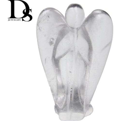 Natural Clear Quartz Angel Figurine Crystal Wing Sweetheart Statue Semiprecious Healing Wedding Party Gifts Fengshui Decoration