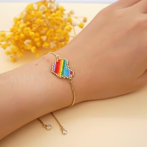 Go2boho Rainbow Heart Bracelet for Girl Childs Pulseras Mujer Moda 2021 Miyuki Bracelets For Women Love Jewelry Gift For Her