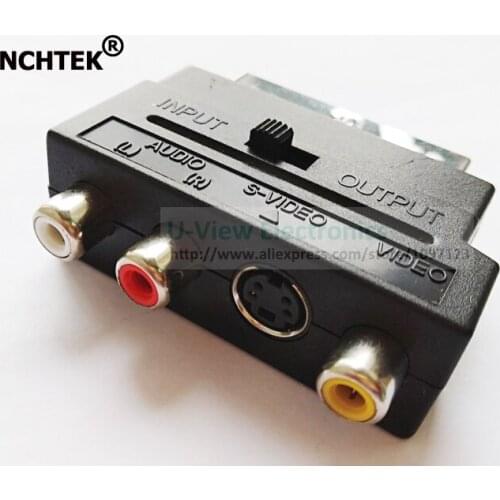 NCHTEK RGB Scart to Composite 3 RCA Female SVHS S-Video AV TV Audio Cable Adapter Converter/Free DHL Shipping/200PCS
