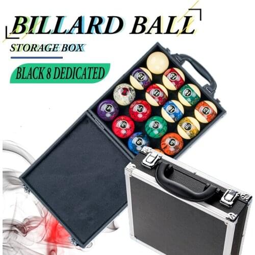 Billiard Ball Storage Box Leather Aluminum Ball Box 25cmx25cmx7.5cm Carry Handle PU Billiard Accessory for Black 8 Pool Cue