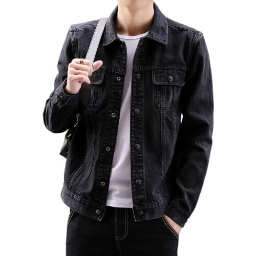 Spring and autumn mens loose jacket casual Korean denim jacket mens trend top
