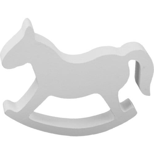 Small White Retro Rocking Horse Log Trojan Wedding Woodiness Horse Decoration Desktop Home Decoration Kids Toys Crafts and Gifts