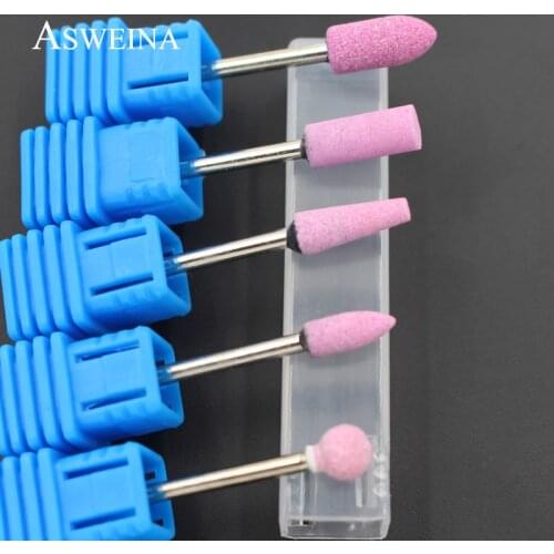 ASWEINA 1pcs Pink Colors Ceramic Stone Nail Drill Bit Nail Art Tools Electric Manicure Machine Accessories Cutter Nail Files