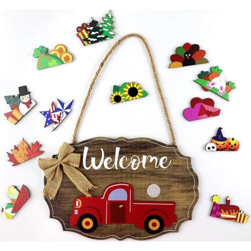 For Thanksgiving Day Halloween Christmas Wooden Door Listing Welcome Door Number Harvest Festival Pumpkin Home Decoration Crafts