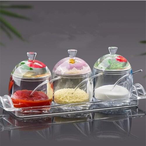 Spice Jar Set Flower Randomly Seasoning Bottles Glass Kitchen Organizer