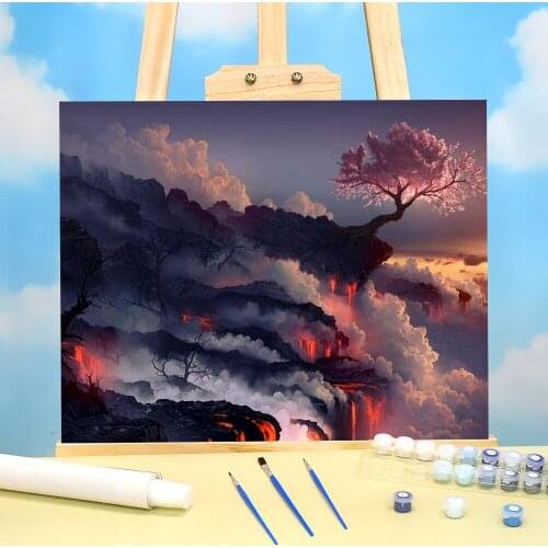 Flower Sakura DIY Painting By Numbers Set Acrylic Paints 50*70 Boards By Numbers New Design For Adults Wholesale