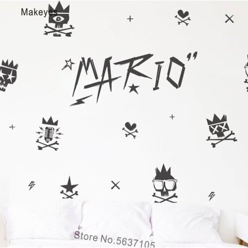 Makeyes Custom Name Wall Decals Personazlied Names Wallpaper Boys Rock Roll Wallpaper Vinyl Design Art Muralas Wall Murals Q968