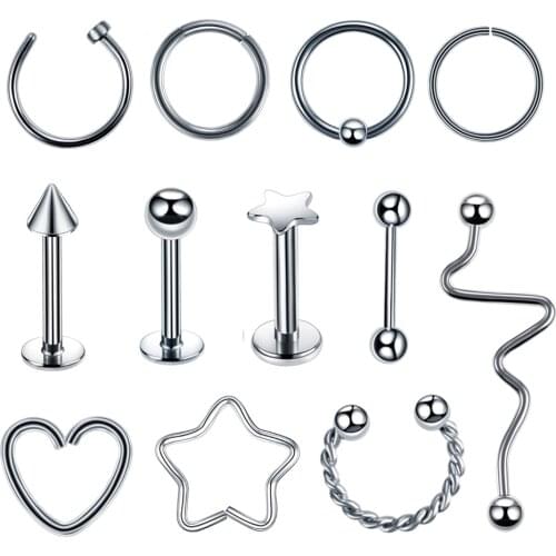 NEW Steel Fashion Circular Bead Rings Horseshoe Eyebrow Tongue Nose Hoop Piercing Labret Stud Ring Ear Cartilage Tragus Jewelry