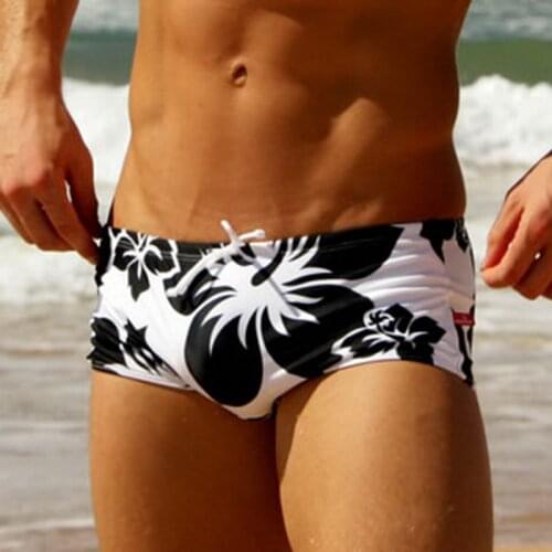 New Flower Printed Men Swimming Briefs Quick-drying Low-waist Briefs Male Surfing Shorts Swimwear Summer Board Beachwear For Men