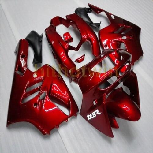 Custom motorcycle cowl for ZX-9R 1994 1995 1996 1997 ZX9R 94-97+Free bolts+red silver ABS Fairings