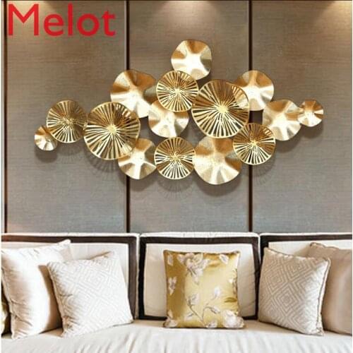 Luxury Modern Wrought Iron 3D Stereo Metal Lotus Leaf Mural Craft Wall Decoration Sofa Background Wall Hanging Ornament Pattern