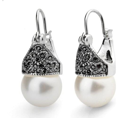 Iutopian Brand Vintage Retro Simulated Pearl Hoop Earrings For Women Brincos Anti-allergy Retro Jewelry Gift Jewelry 1#RG85581