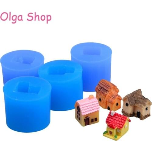 FYL181,FYL368,FYL430,FYL665 House Silicone Mold - Dollhouse Cake Decoration DIY Handmade Resin Polymer Clay Jewelry Making