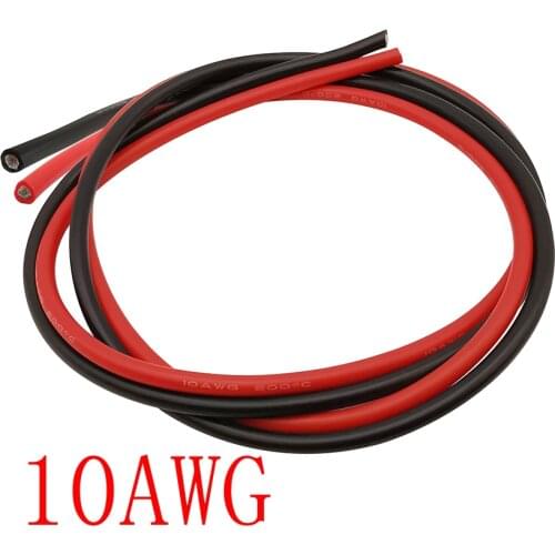 1Meter Red + 1Meter Black 10AWG Silicone Wire Soft Heat-resistant 10 AWG Silicone Wire Cable