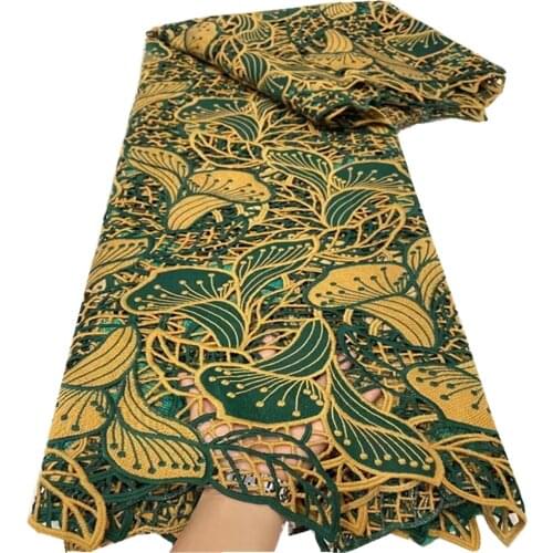 SJ Lace 2021 Latest Guipure Lace Cord Lace Embroiderey African Guipure Cord Lace Fabric With Stones Lace Fabric For Wedding y5-9