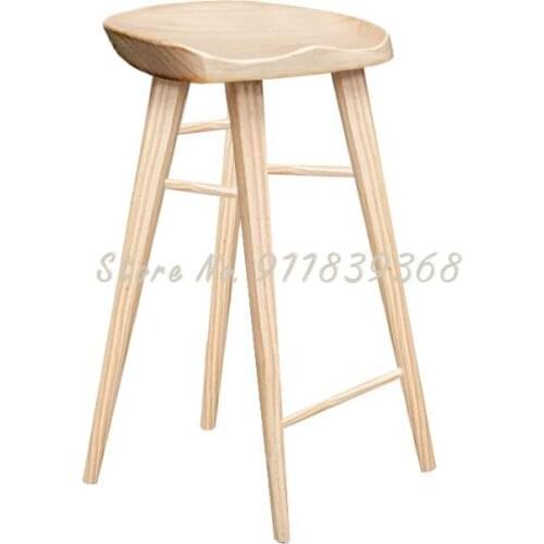 Nordic Modern Solid Wood Bar Chair Bar Stool Coffee Milk Tea Bar Home Front Desk High Footed Mobile Phone Shop Stool