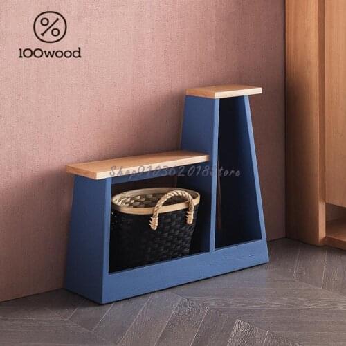 One Hundred Wood Nordic Solid Wood Shoes Changing Stool Creative Modern Simple Entrance Door Porch Shoes Stool Narrow