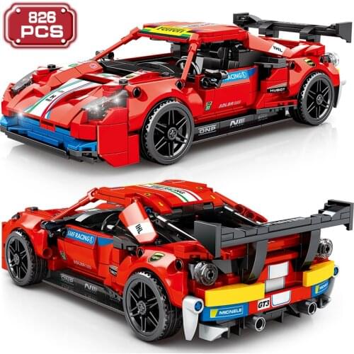 Technical Ideas Famous Super Speed Car Building Blocks MOC Racing Sports Vehicle Enlighten Bricks Toys for Boys Holiday Gifts