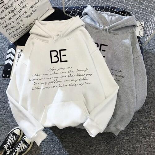 New Album BE Letter Print Hoodie Ladies Winter Loose Warm Sweatshirt Sweatshirt Unise Hip Hop Streetwear Oversized Sweatshirt