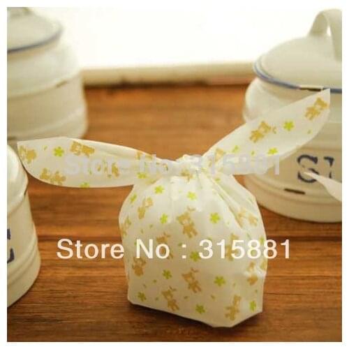 U-Bag Little flower Bear LUNCH BAG style Gift ,candy, biscuit bag (green flower and Cute bear printing ) 200pcs/lot