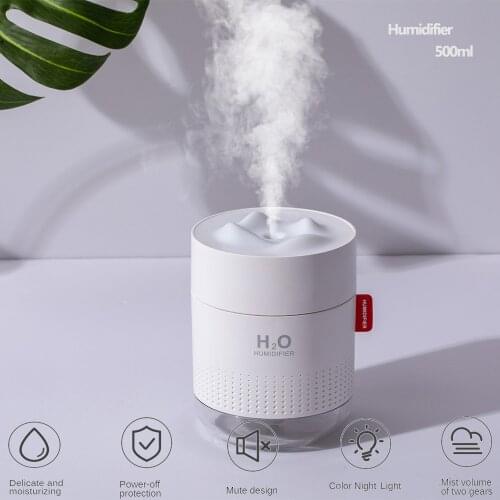 500ml USB H2O Ultrasonic Humidifier Snow Mountain Aroma Air Diffuser With Romantic Night Lamp Humidificador