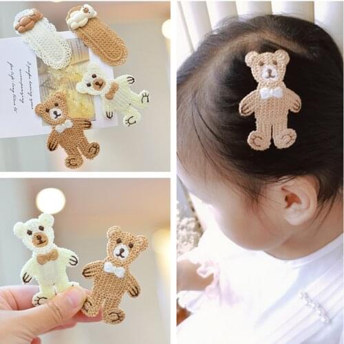 1 PCS New Knitted Bear Girls Cute Hairpins Children Hair Accessories Princess Headwear Baby Hair Clips
