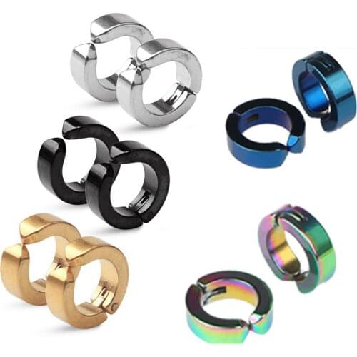 1 ladies and mens clip-on earrings pierced earrings fake hoop earrings round earrings street fashion punk fashion jewelry