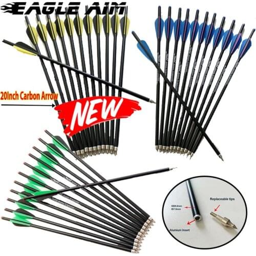 12PCS 20Inch Arrows Bow Arrows W 3 Plastic Feathers Fins Bow And Arrow Mix Carbon Arrow Crossbow Bolts Arrows F Hunting Archery