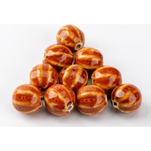 15# 20pcs Watermelon Shape DIY Ceramic beads DIY Jingdezhen Unique Ceramics Beads Wholesale #A426B