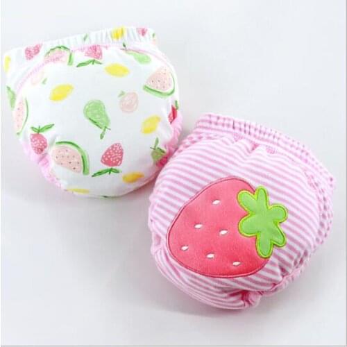 2 Pcs Cute Adjustable Cotton Baby Washable Cloth Diaper Training Pants Reusable Nappies