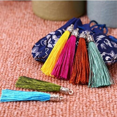 20Pcs Color Tassel Fringe Pendant DIY Material Metal Caps Cord Party Tassel Trim Curtains Decor Accessories Small Tassels Ribbon