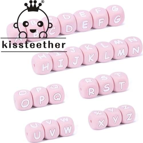 Kissteether 20pcs Silicone Letter Beads Silicone Teether Silicone Aalphabet Chewing Necklace Teething Baby Toys Beading DIY
